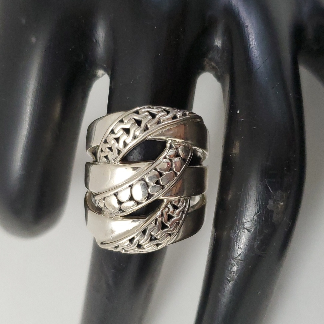 Sterling Silver 925 Three Tier Native American Detailed Ring Sarda